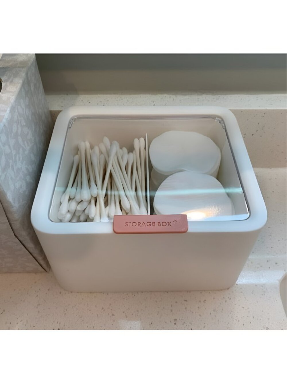 2 Slot Cotton Swab Ball Qtip Holder Jar Plastic Container Dispenser